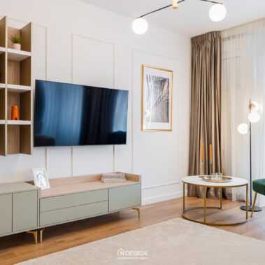 amenajare living apartament 2 camere Băneasa Embassy Residence design interior contemporan mobilier custom