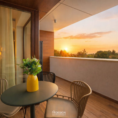 balcon amenajat modern apartament Băneasa Embassy Residence zonă relaxare exterior